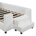 Twin Size Upholstered Daybed With Bear Shaped Headboard, Hydraulic System Andmesh Fence, White White Velvet