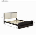 Queen Size Platform Bed Frame With Upholstery Headboard And Bookshelf In Footboard And Led Light Strips, Espresso Queen Espresso Solid Wood Mdf
