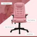 Homcom High Back Vibration Massage Office Chair With 6 Vibration Points, Heated Reclining Pu Leather Computer Chair With Armrest And Remote, Pink Pink Pu