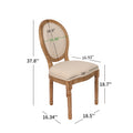 French Country Dining Chairs With Round Back Set Of 2, Upholstered, Solid Wood Legs, Accent Side Chairs For Living Room, Wedding Event Cream Cushion Cream Light Brown Dining Room Round Modern Banquet Chair Rubberwood Cotton Linen Rubber Wood