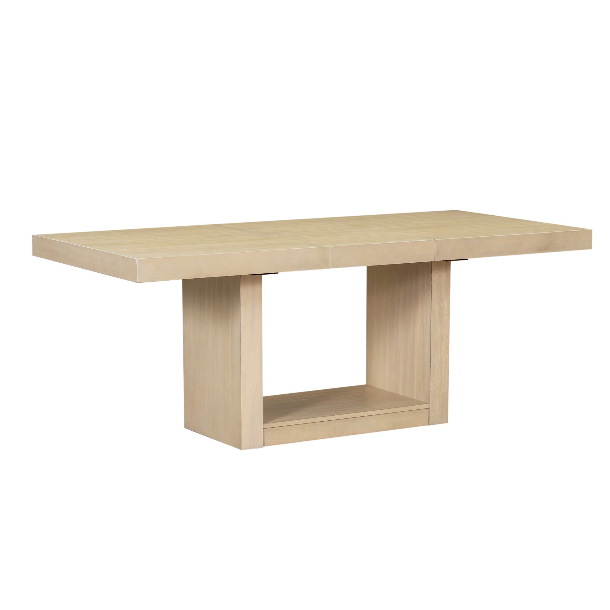 Contemporary 6 Piece 78Inch Extendable Pedestal Dining Table Set With 18Inch Removable Leaf And Dining Bench, 4 Upholstered Dining Chairs, Natural Wood Dining Room Solid Wood Rubberwood Rectangular Dining Table With Chair And Bench Upholstered Chair Wood