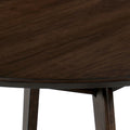 Round Wooden Dining Table With Fin Style Leg Support, Walnut Brown Brown Solid Wood