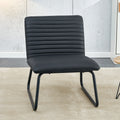 Black Minimalist Armless Sofa Chair With Pu Backrest, Paired With Black Metal Legs, Suitable For Offices, Restaurants, Kitchens, And Bedrooms Black Metal
