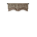 Jacquard Window Rod Pocket Valance With Beads Blue Brown 50X18