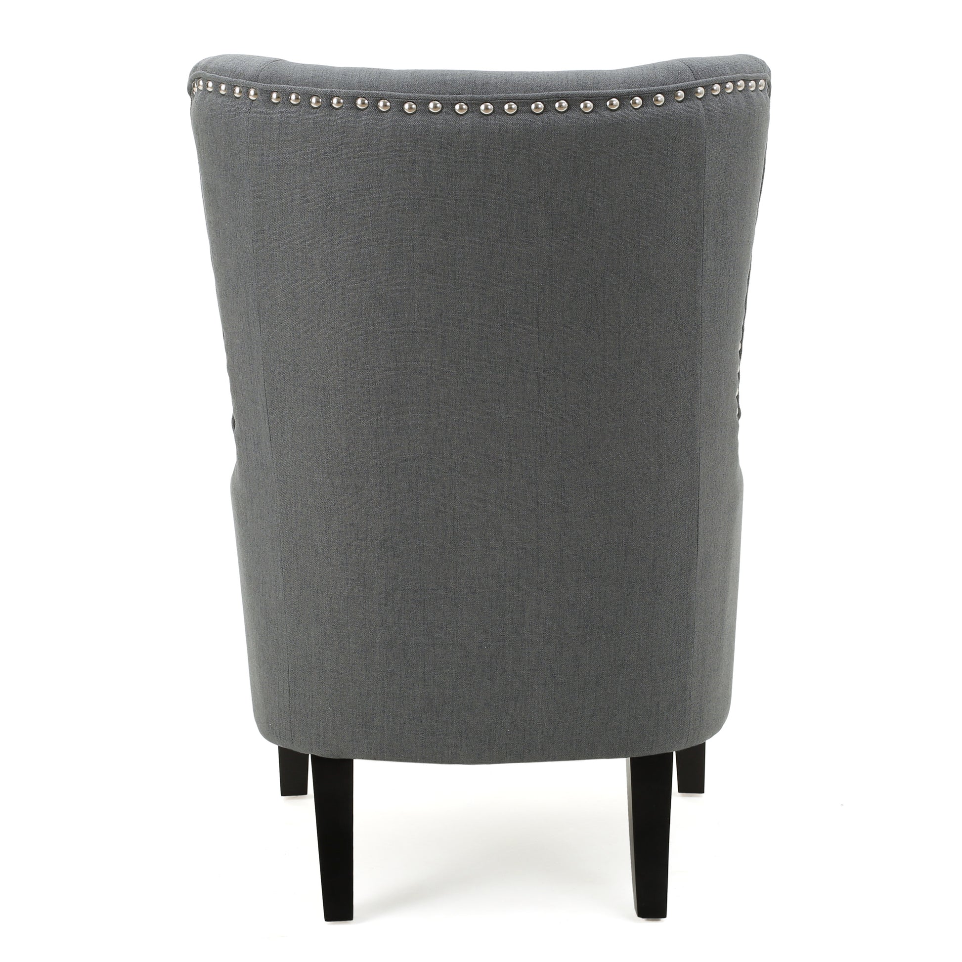 Hi Back Studded Chair,Arm Chair,Living Room, Study And Bedroom Grey Fabric