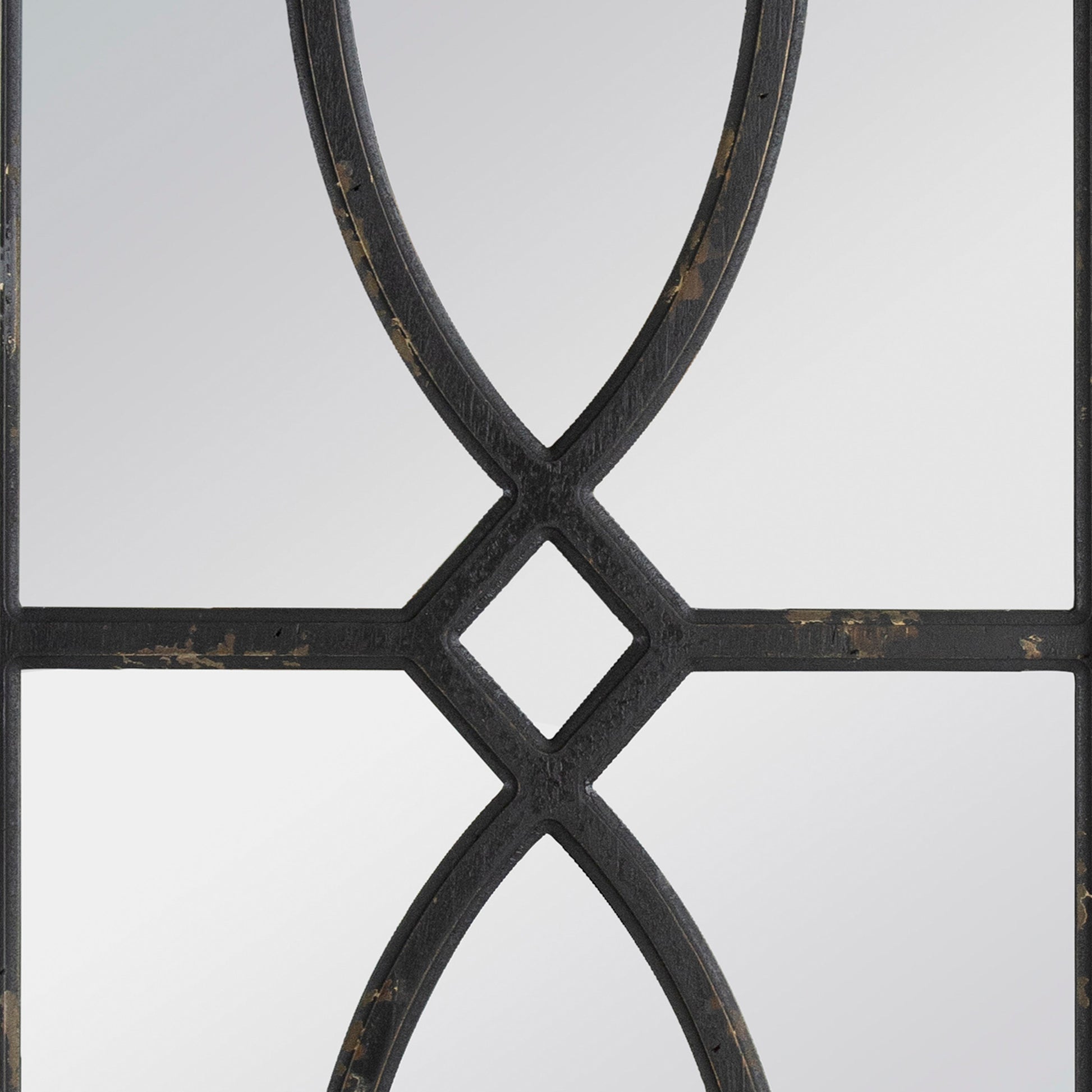 Tio 24 Inch Fir Wood Wall Mirror Set Of 2, Geometric Overlaid Design, Black Black Wood