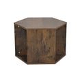47.24'' Hexagonal Coffee Table Side Table Nightstand Antique Wood 2Pcs Antique Brown Mdf