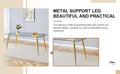 Table And Chair Set.Modern Rectangular Glass Dining Table With A Tempered Glass Tabletop And Metal Legs, Paired With Multiple Chairs Designed With Pu Cushions And Golden Metal Legs. White Gold Seats 8 Tempered Glass