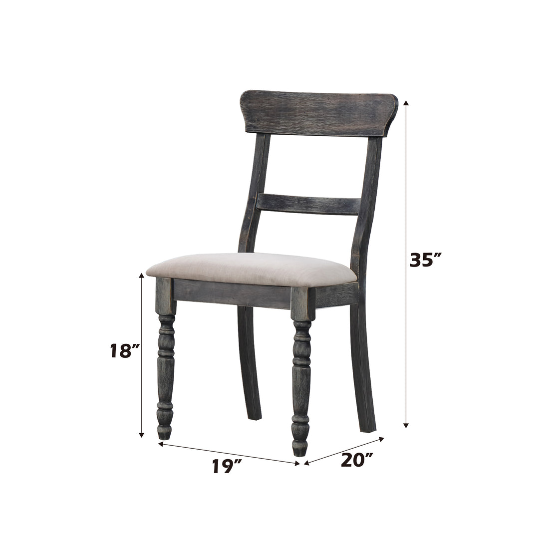 Leventis Light Brown Linen Weathered Gray Finish Side Chair Set Of 2 Light Brown Linen