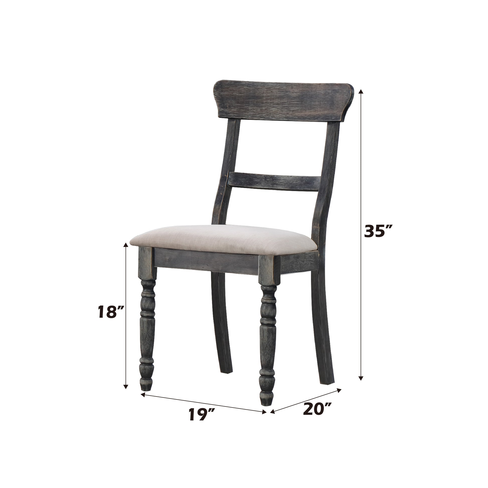 Leventis Light Brown Linen Weathered Gray Finish Side Chair Set Of 2 Light Brown Linen