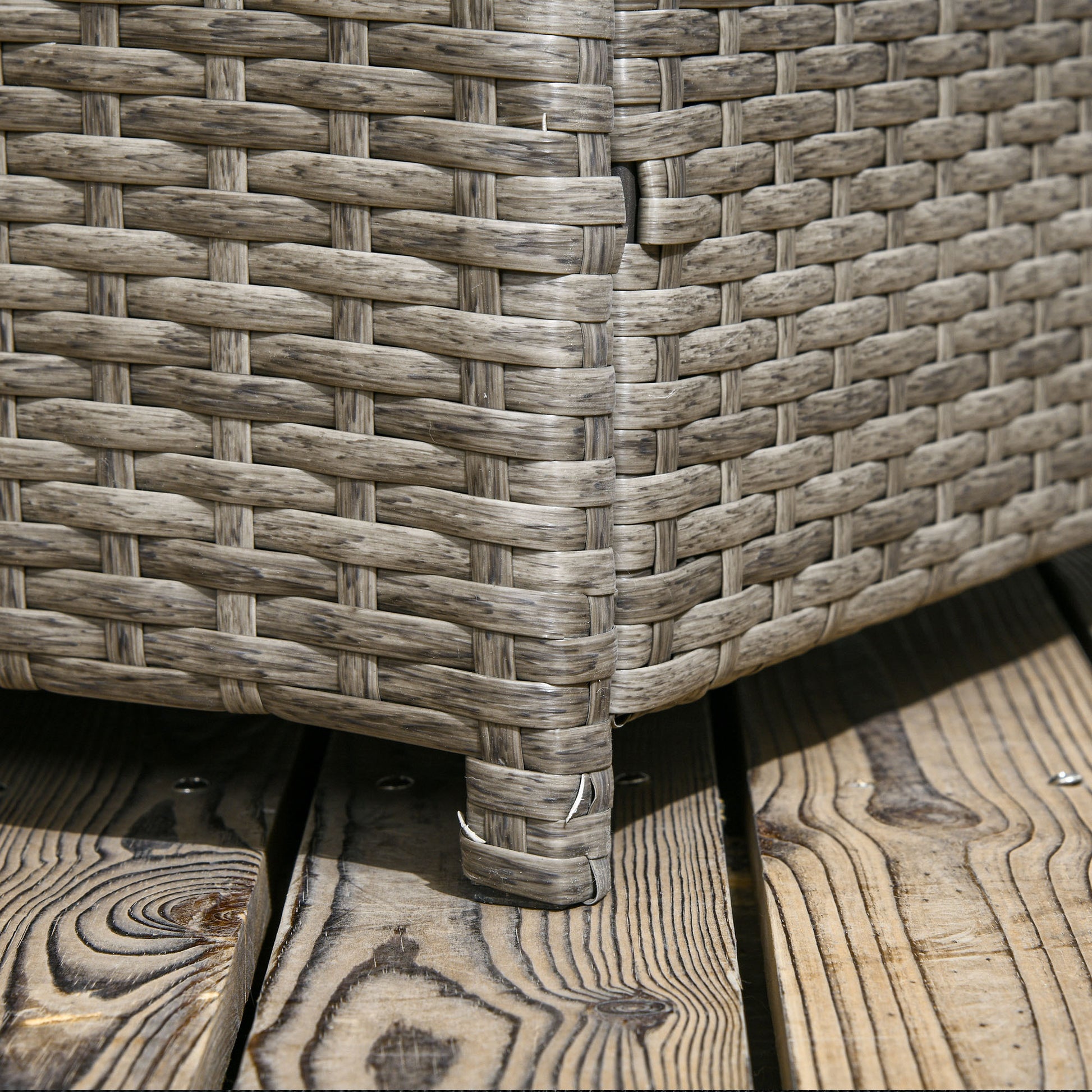 Outsunny 113 Gallon Deck Box, Rattan Outdoor Storage Box, Waterproof Storage Container For Indoor, Patio Furniture Cushions, Pool Toys, Garden Tools, Gray Grey Steel