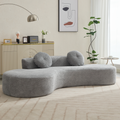 Arrived 105.5''Curved Sofa, Modern Minimalist Sofa, Cloud Couch Sofa 3 4 Seater Couch With 2 Pillows,Bedroom, No Assembly Required, Point Shaped Corduroy, Anti Wrinkle Gray Gray Polyester Primary Living Space Tight Back Soft Modern Foam Upholstered 3