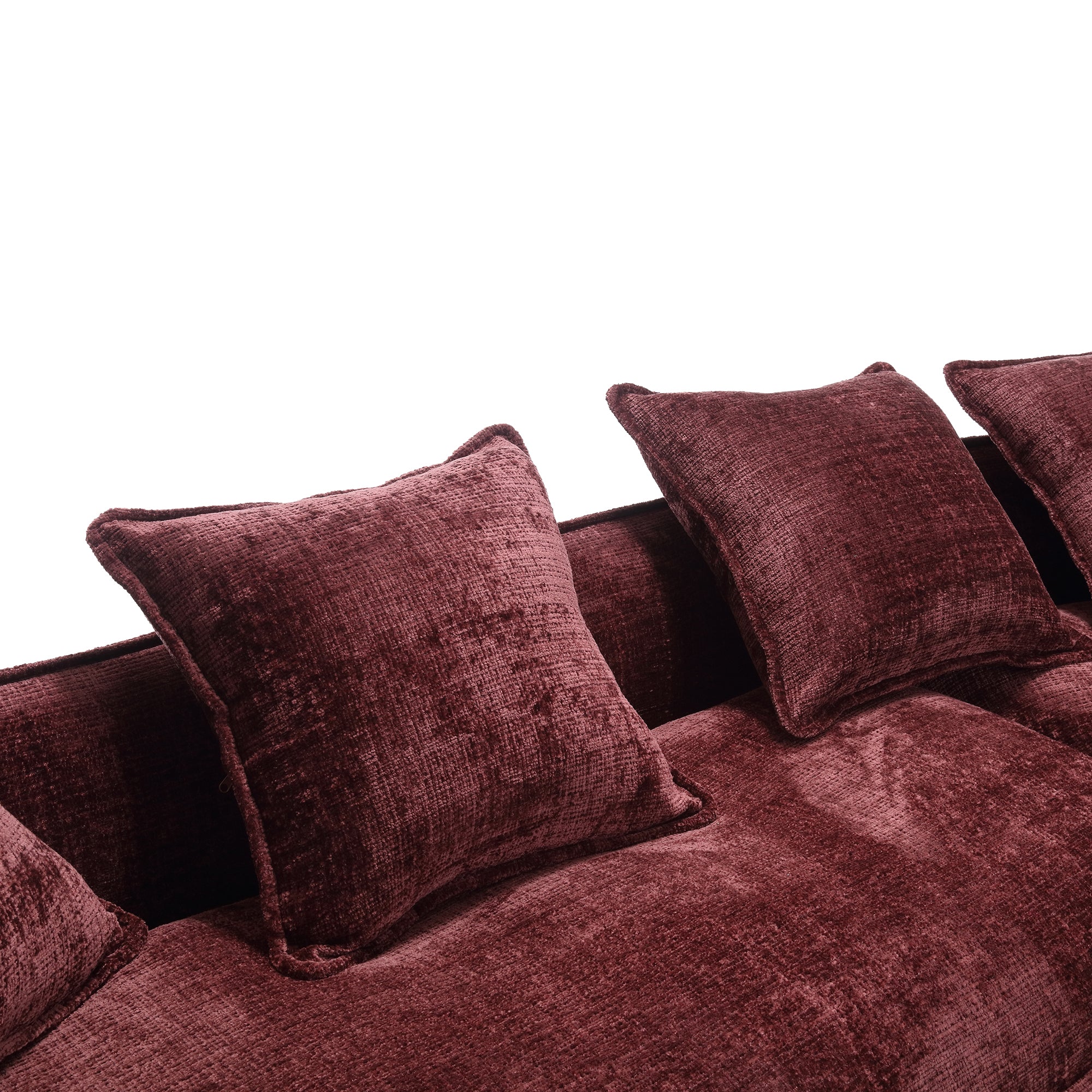 Modular Sectional Sofa, U Shaped Couch With Sofa For Five & Pillows, Modern Minimalist Chenille Fabric Large Comfy Cloud Sofas, Living Room Furniture Sets Wine Red Chenille 5 Seat