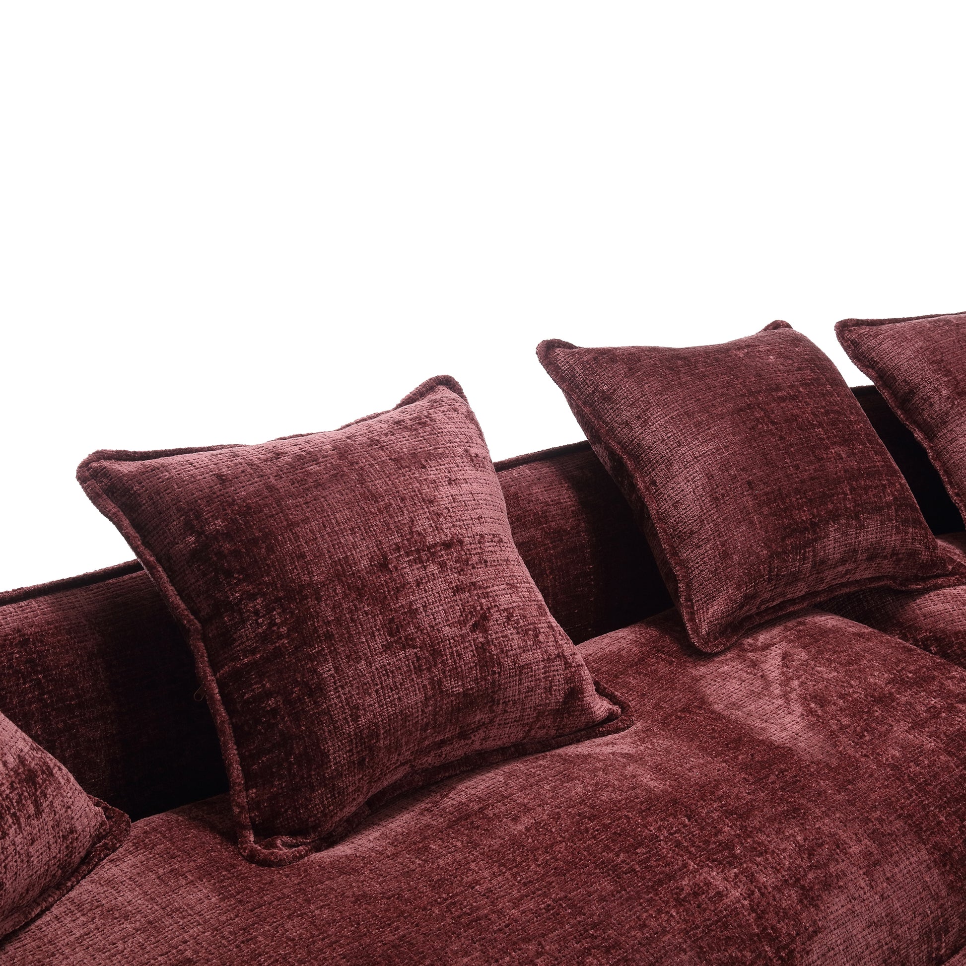 Modular Sectional Sofa, U Shaped Couch With Sofa For Five & Pillows, Modern Minimalist Chenille Fabric Large Comfy Cloud Sofas, Living Room Furniture Sets Wine Red Chenille 5 Seat