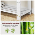 Bamboo Shoe Bench, 3 Tier Shoe Rack, Entryway Bench With Cushion And Adjustable Shelves, Shoe Rack For Entryway, Hallway, Mudroom And Living Room, White White Bamboo