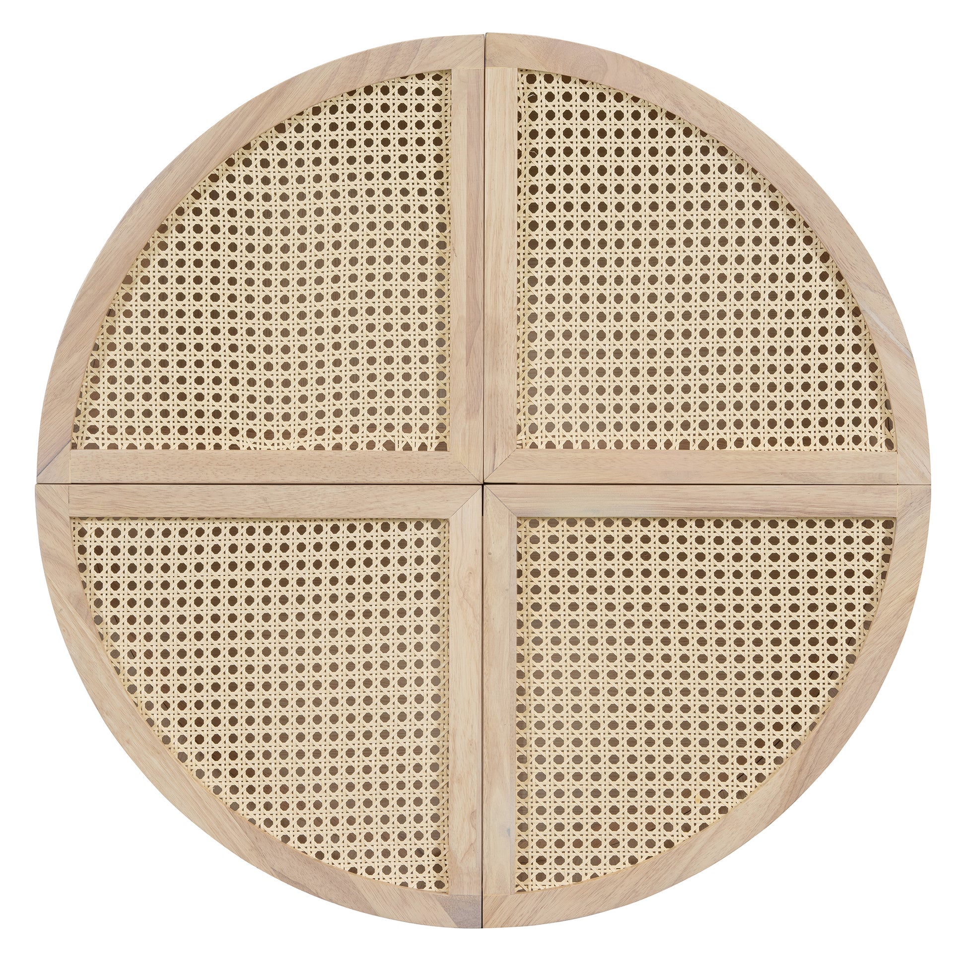 Round To Square Block Modular Coffee Table Light Natural Rattan With Storage 4 Piece Light Natural Rubber Wood