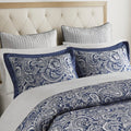 12 Piece Comforter Set With Cotton Bed Sheets Navy Queen Queen Navy Polyester