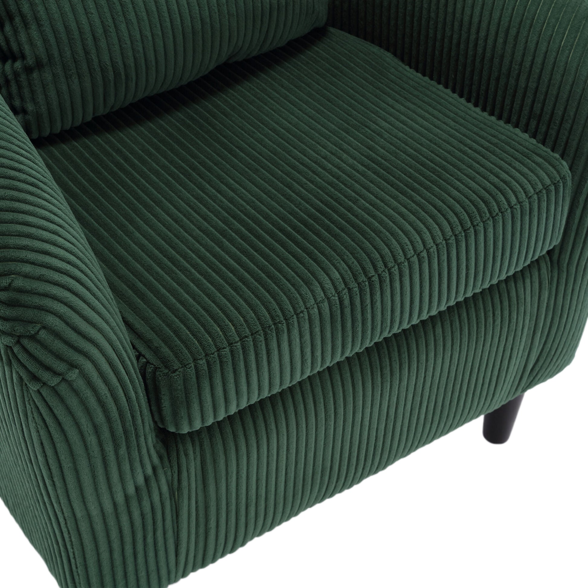 Coolmore Living Room Accent Barrel Chair, Century Modern Style Decorative Chair, Armchair For Living Room With Thick Cushions And Pillows, Comfy Single Sofa Chair, Chair With Wooden Legs Emerald Corduroy