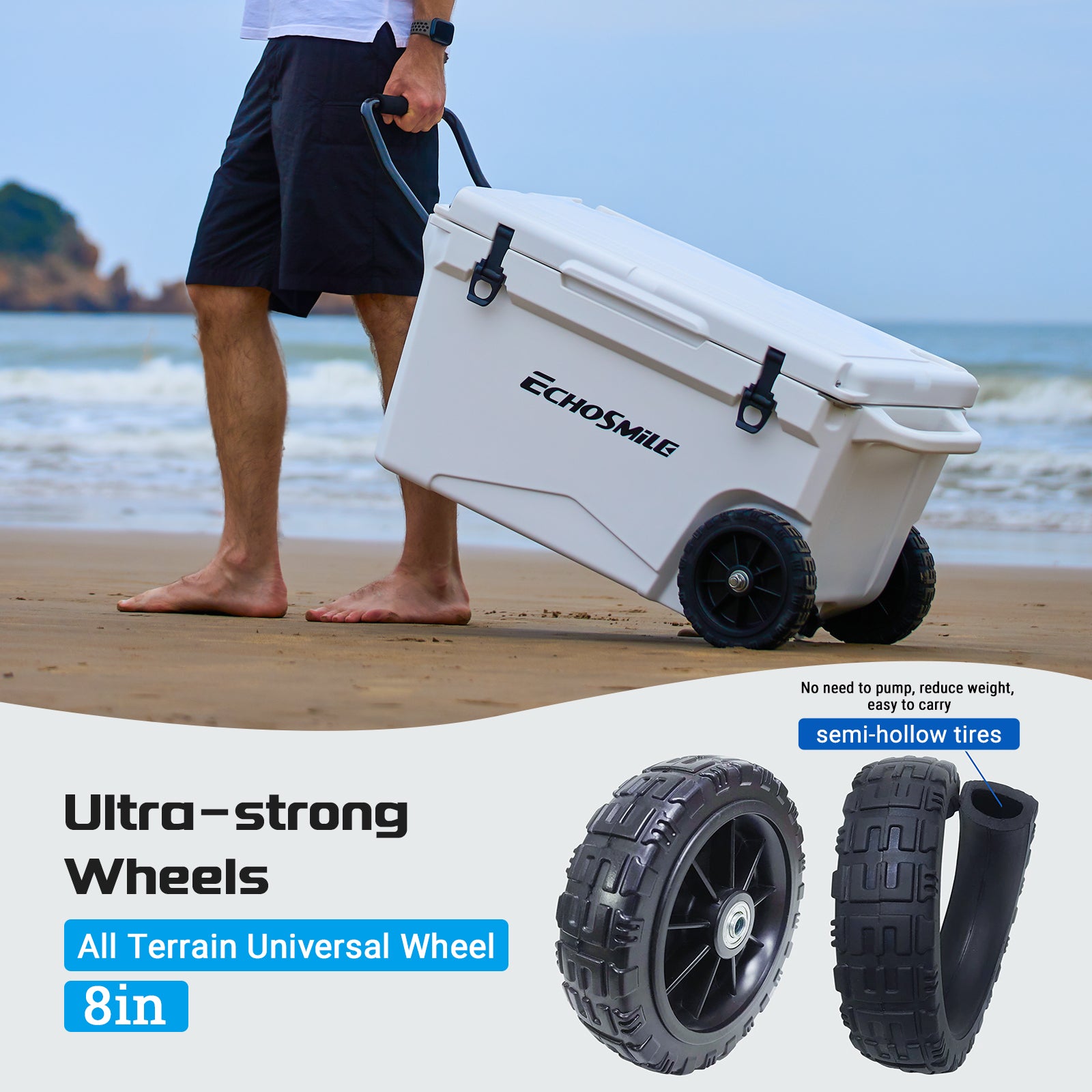 75Qt Khaki Color Insulated Box With Wheels Khaki Polyethylene