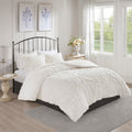 3 Piece Tufted Cotton Chenille Da Comforter Set Off White Full Queen Full Off White Cotton