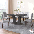 Dining Table Set For 6, 7 Piece Kitchen Table Chairs Set, 1.8