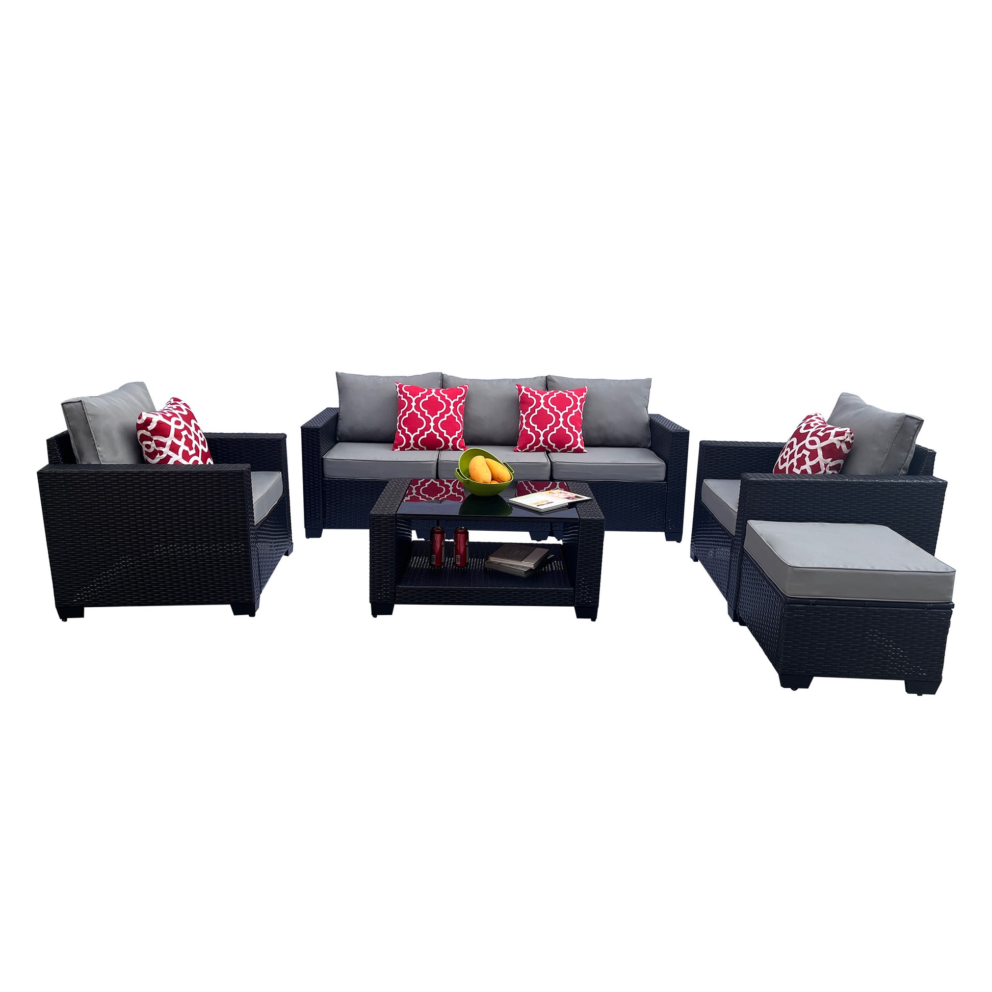 Outdoor Garden Patio Furniture 7 Piece Pe Rattan Wicker Cushioned Sofa Sets And Coffee Table, Patio Furniture Set Outdoor Couch Outdoor Couch Patio Furniture Outdoor Sofa Patio Couch Yes Complete Patio Set Gray Seats 6 Weather Resistant Frame Water