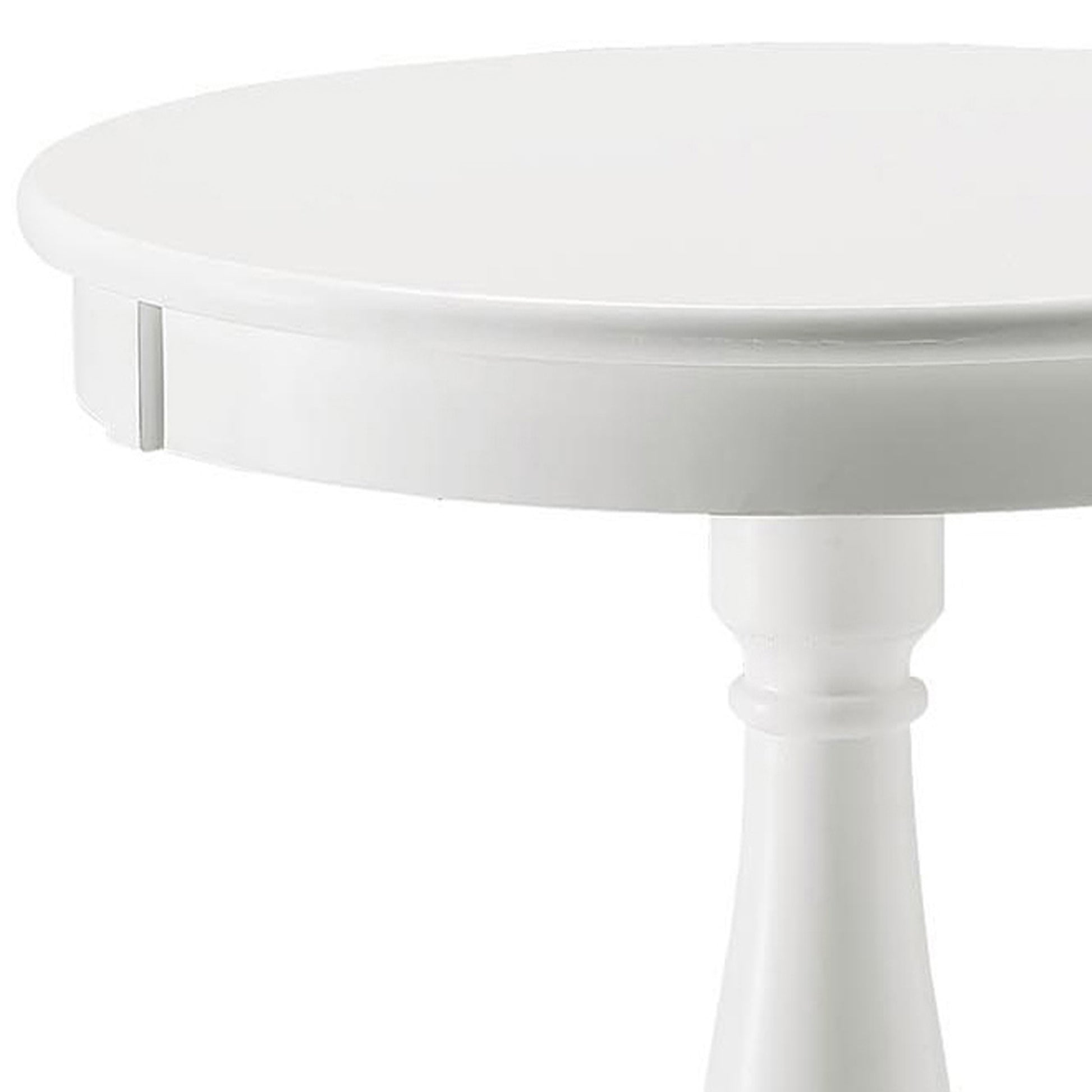 White Side Table With Turned Pedestal White White Primary Living Space Traditional Round Wood Pedestal