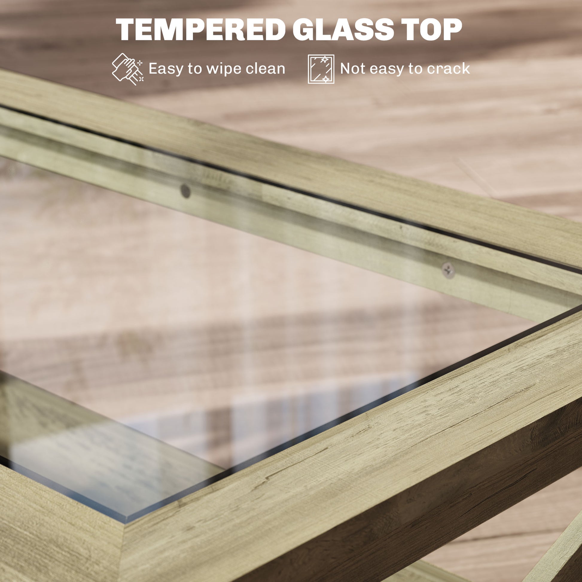 Homcom Glass Coffee Table, Modern Farmhouse Center Table With Storage, Side Table For Living Room With Classic X Bar Style Sides, Gray Gray Mdf