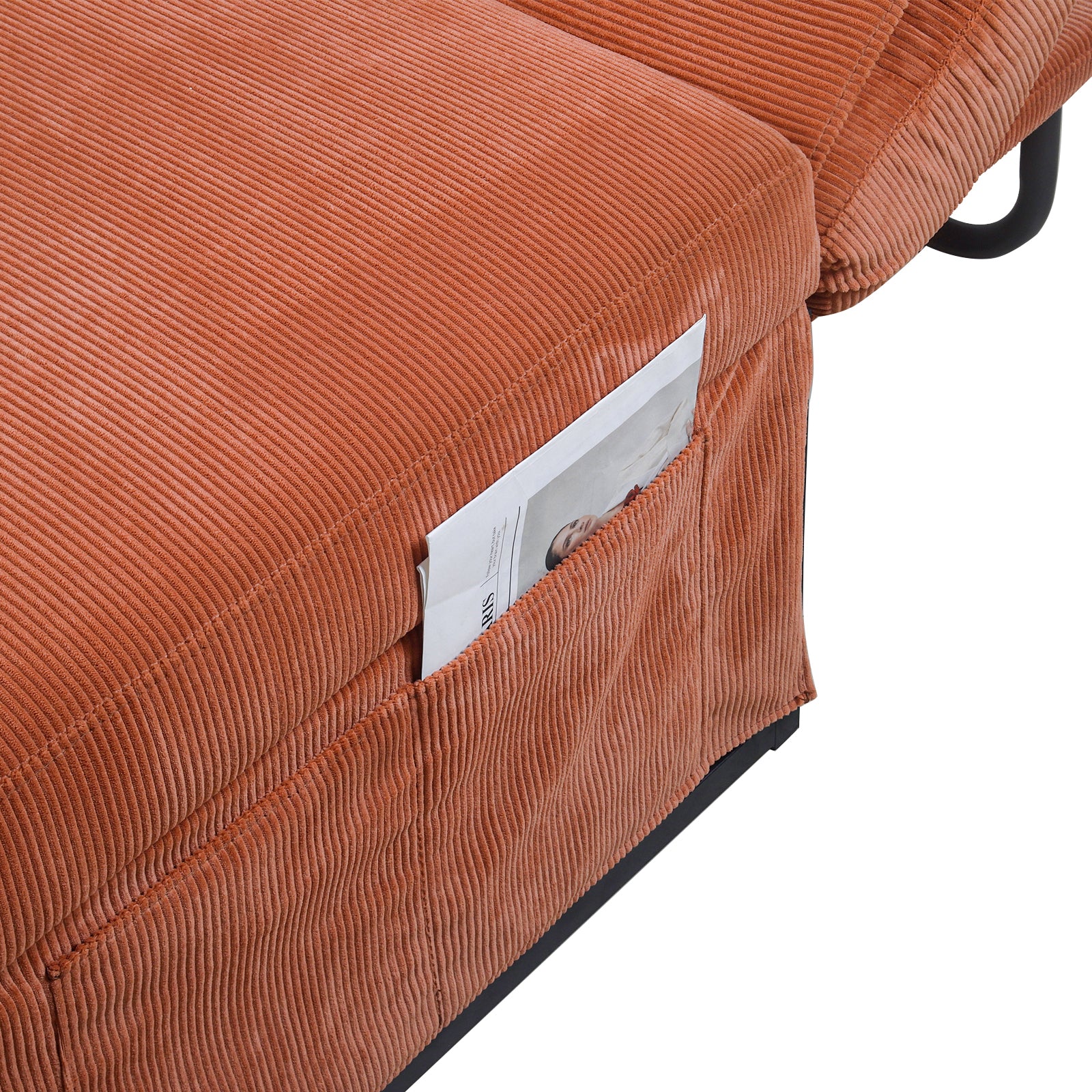 Modern Corduroy Sofa Bed,Couch Chair,Sleeper Bed,Small Lounge Sofa W Reclining Backrest,Furniture For Living Room,Bedroom,4 In 1 Convertible Sleeper Sofa Bed, Red Brown Full Brown Corduroy