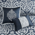 8 Piece Jacquard Comforter Set Navy Silver Queen Queen Navy Silver Polyester