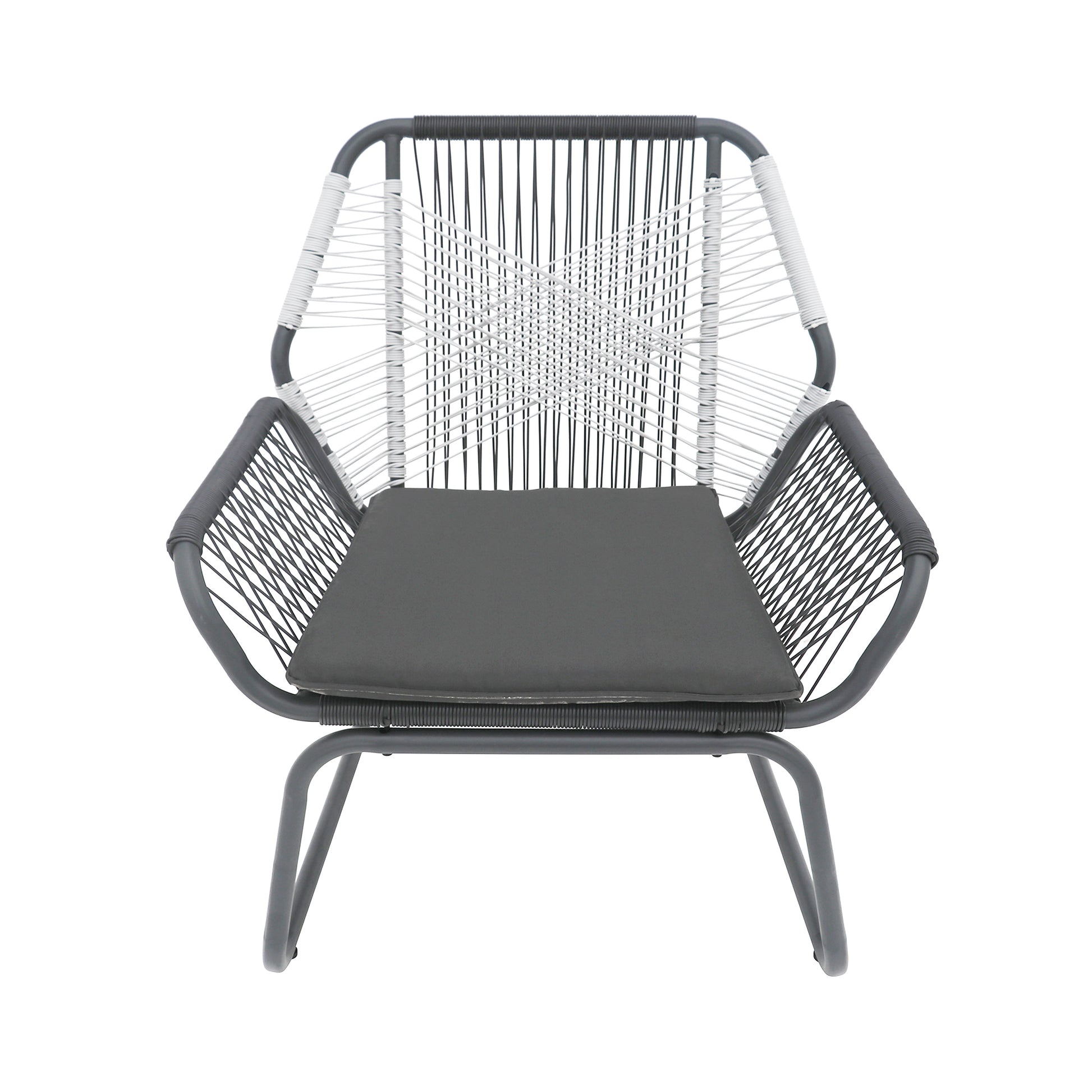 Milan Club Chair Gray Pe Rattan Iron Waterproof Fabric
