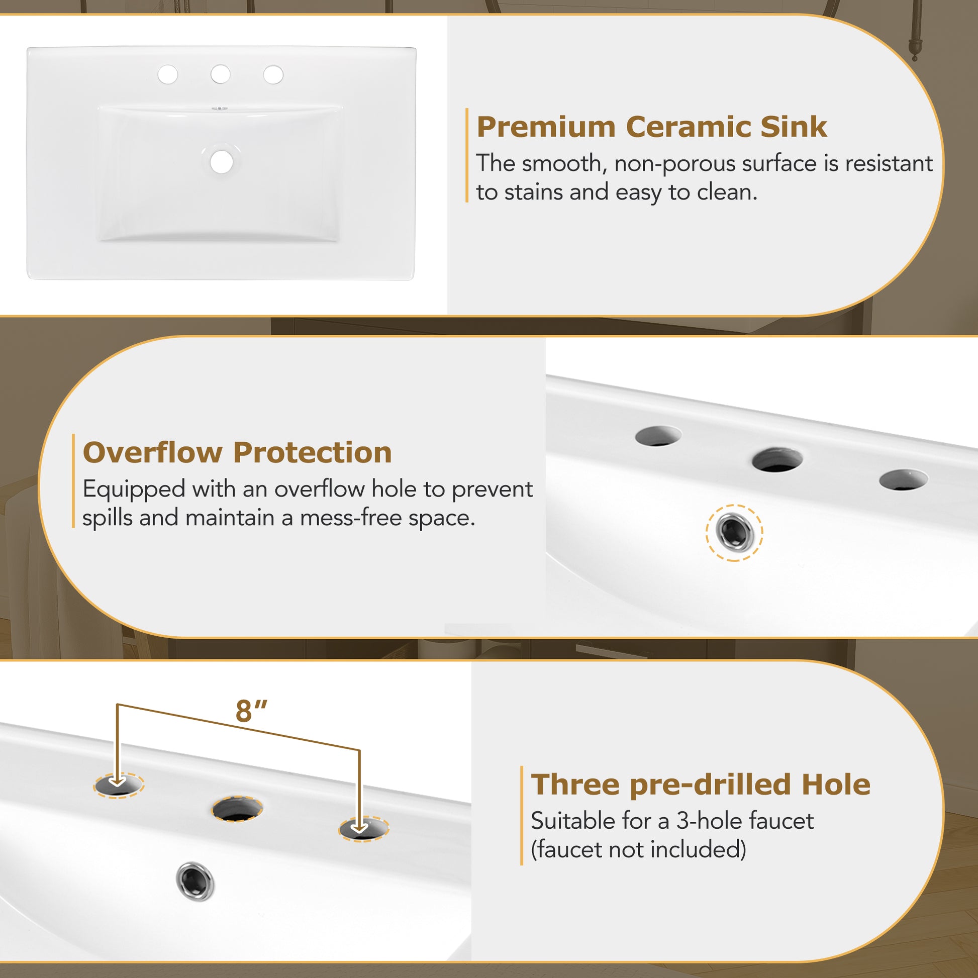 30 Inch Black Bathroom Vanity With Ceramic Sink And Large Storage Ideal Choice For Small Bathrooms Black Bathroom Solid Wood Mdf