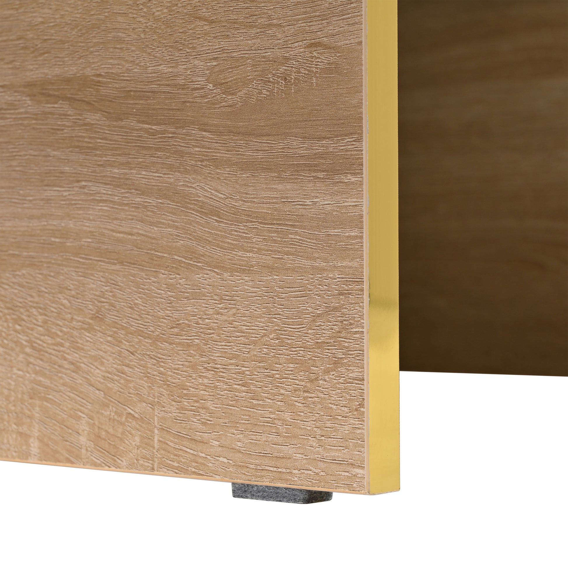 47.2'' X 31.4''Minimalist High Gloss Coffee Table With 2 Drawers, Multi Storage Rectangle Sofa Table With Golden Wood Grain Legs, Modern Center Table For Living Room, White White Particle Board Mdf