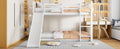 Twin Over Twin Bunk Bed With Slide And Ladder, White Old Sku:Lt000108Aak Twin White Plywood