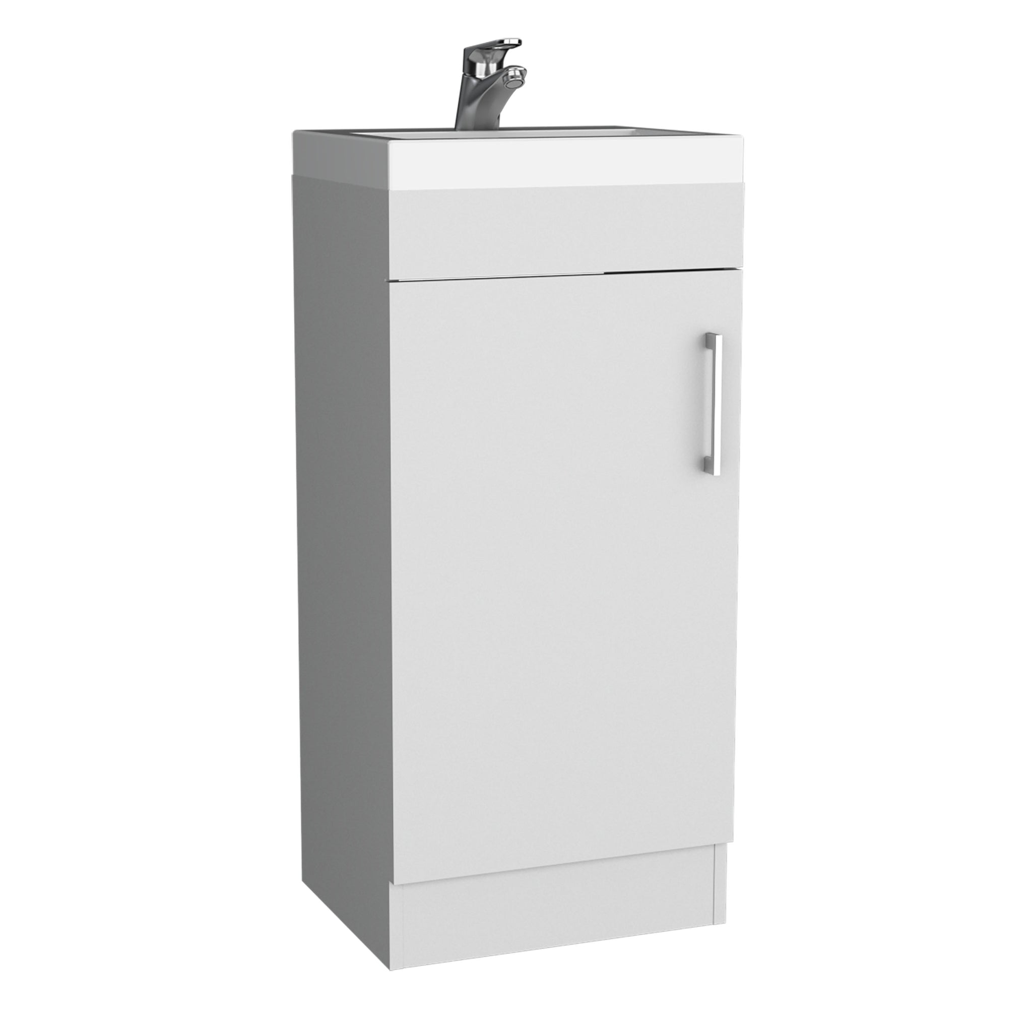 Bathroom Vanity, Single Door Cabinet, White White Solid Wood Mdf Engineered Wood