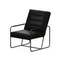 Modern Metal Framed Armchair With Black Technical Leather,Stylish & Comfortable Indoor Lounge Accent Chair For Living Room, Office,Bedroom Black Primary Living Space Modern Technical Leather