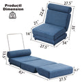 Single Sofa Chair Foldable Single Sofa Bed With Pillow,Portable Foldable Sofa Bed,Leisure Sofa Chair,Easy To Store,Made Ofand Wearable Linen Blue Modern Foam Linen