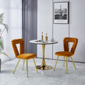 Orange And Gold Modern Chair Set Of 2 With Iron Tube Legs, Soft Cushions And Comfortable Backrest, Suitable For Dining Room, Living Room, Cafe,Hairball Back Orange Fabric