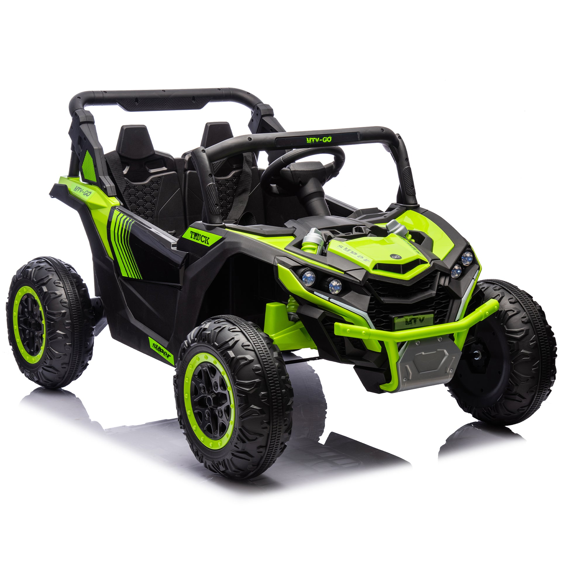 24V Two Seater Kids Ride On Utv W Parents Remote Control,Four Wheel Suspension,Slow Start,Large Wheel Design,Anti Collision Bar,Storage Space,Music,Usb,Bluetooth,Volume Control,Led Lights For Kids 3
