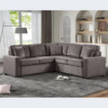 Modular Sofa, Sectional Couch L Shaped Sofa Couch With Pullout Sleeper, 5 Seat Chenille Corner Sofa For Living Room, 3 Pillows Included, Light Brown Light Brown Chenille Foam Plywood 5 Seat