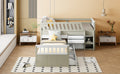 L Shaped Space Saving Twin Loft And Twin Platform Bed With 7 Drawers And Full Guardrails White Light Brown Twin Brown White Solid Wood