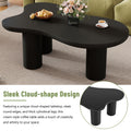 44'' X 25.9'' Easy Assembly Cloud Coffee Table With 1.5'' Thick Tabletop, Cream Style Irregular End Table With 3 Sturdy Legs, Sleek Center Table With Round Edge For Living Room, Black Black Mdf