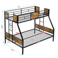 Twin Over Full Metal Bunk Bed With 2 Side Ladder And Full Length Guardrail, No Box Spring Needed, Large Under Bed Storage, Easy Assembleblack & Brown Full Black Brown Mdf Metal