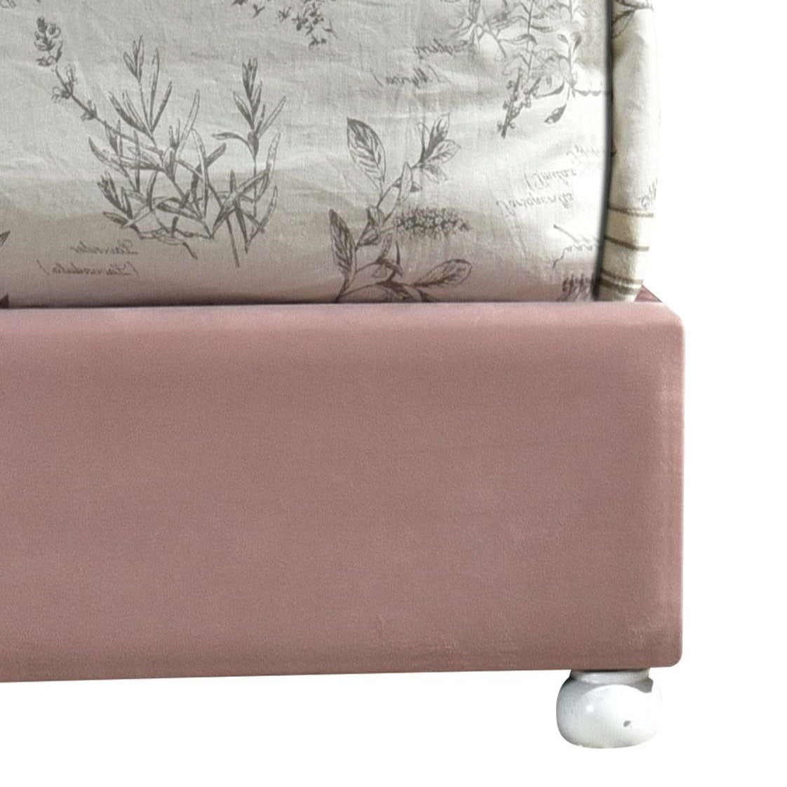 Pink Twin Tufted Headboard Upholstered Bed Twin Box Spring Not Required Pink Wood Wood Fabric