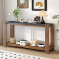 Distinctive Features Of A Minimalist Console Table With Bottom Shelf And Four Legs, Suitable For Entryway, Hallway, Living Room, Foyer, Corridor Black Brown Primary Living Space American Design Shelves Mdf