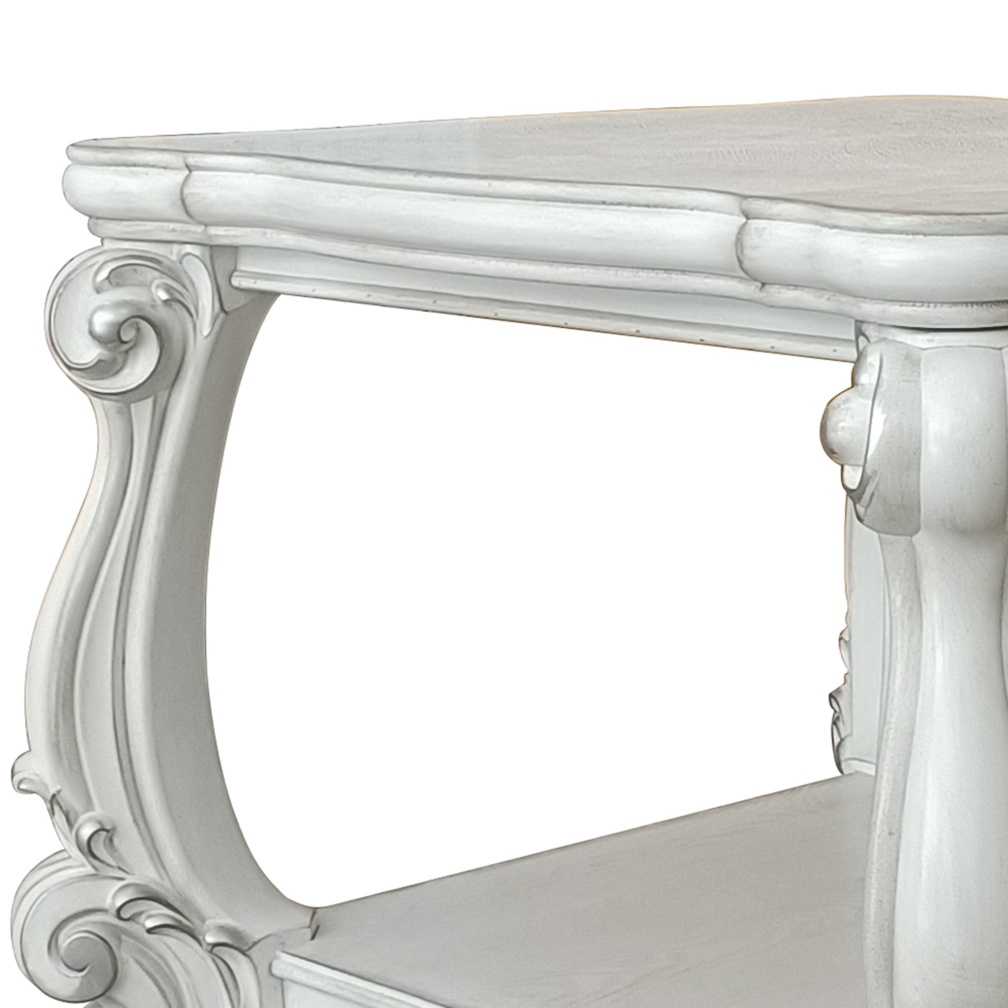 Bone White End Table With Bottom Shelf White Primary Living Space Traditional Poplar Shelves Rectangular Wood Plastic