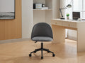 Velvet Fabric Office Chair Desk Chair, Mid Back Adjustable Swivel Computer Chair With Black Legsmodern Upholstered Desk Chair With Wheels Grey Black Foam Polyester Blend