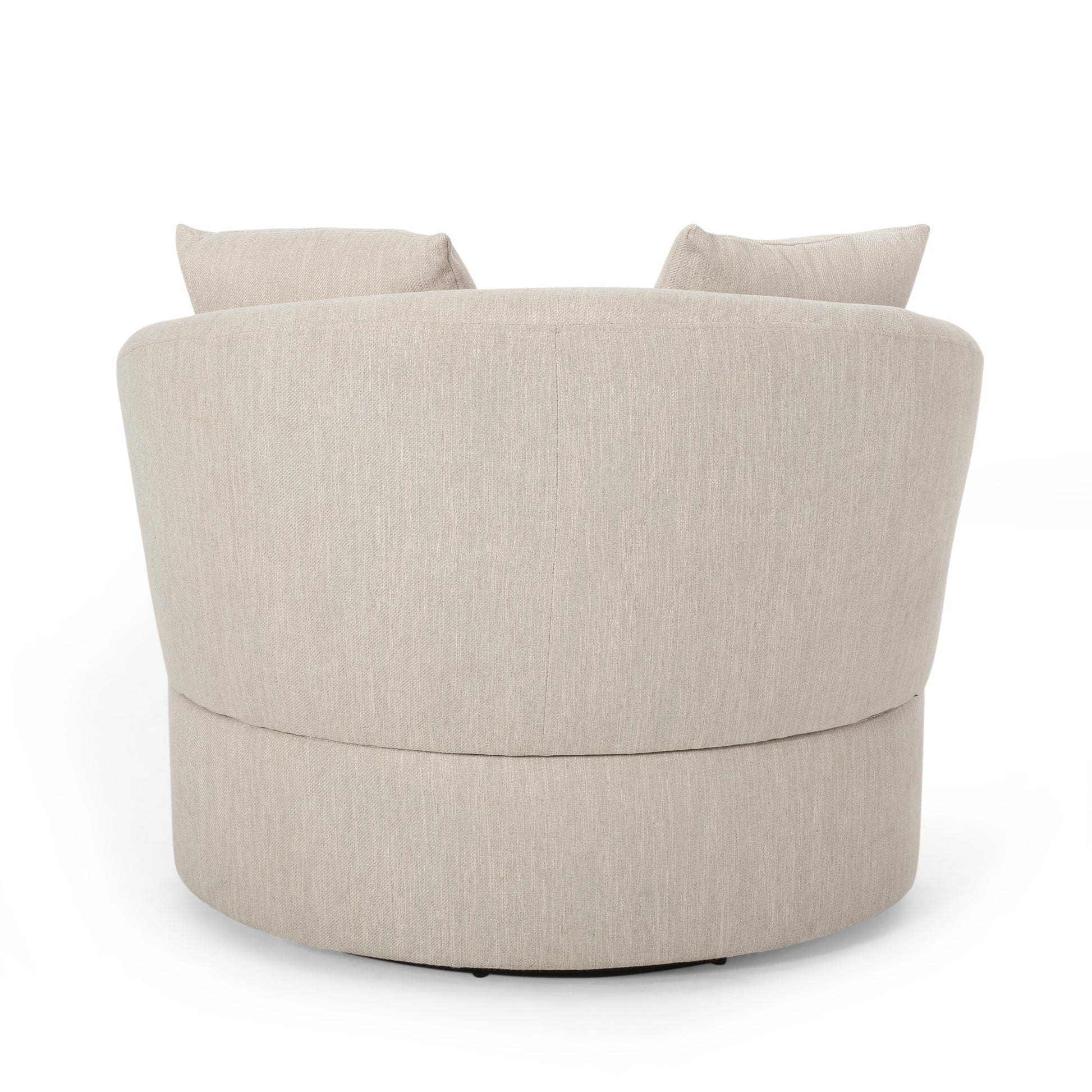 Swivel Club Chair Beige Brown Fabric