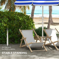Outsunny 5.7' Portable Beach Umbrella With Tilt, Adjustable Height, 2 Cup Holders & Hooks, Uv 40 Ruffled Outdoor Umbrella With Vented Canopy, Blue White Stripe Colorful Polyester