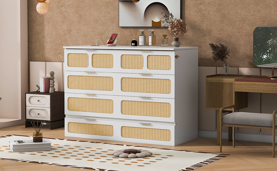 Full Size Murphy Bed With Large Drawers,White Full White Plywood